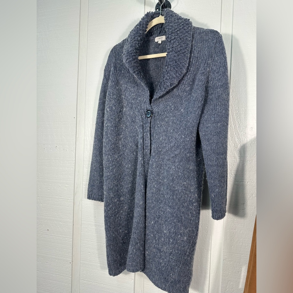 Oriana Women’s Blue Long Cardigan Sweater Size Large EUC